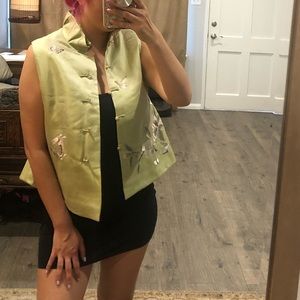 VINTAGE | 100% Silk Embroidered A-Line Vest